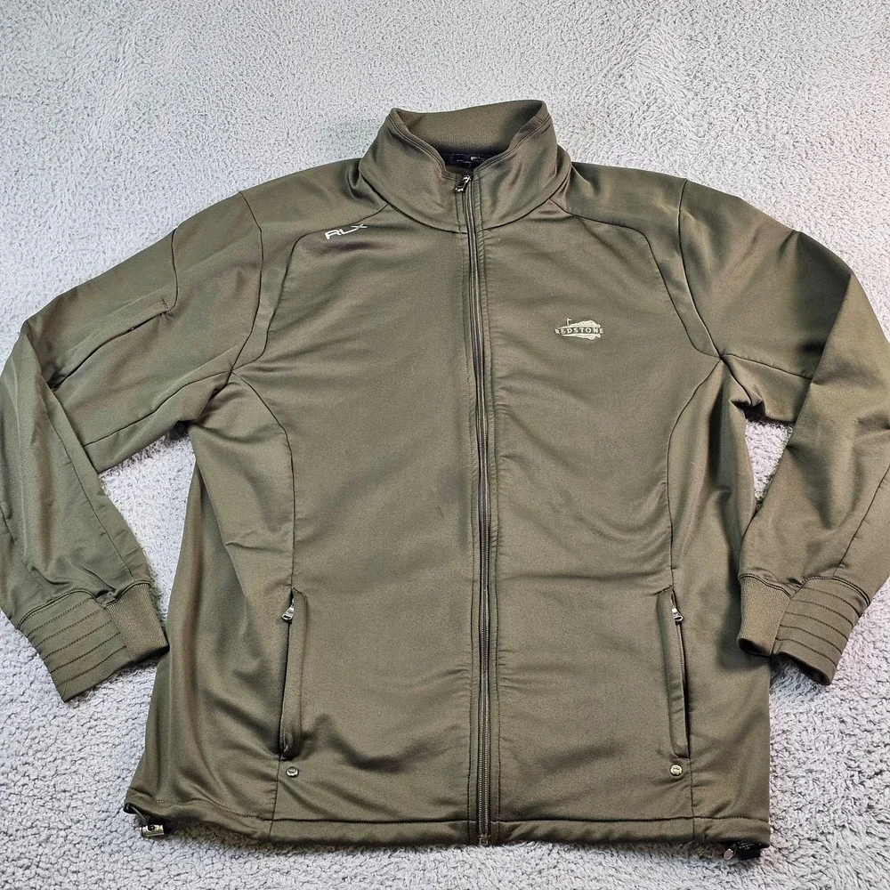 RLX Ralph Lauren Track Jacket Mens Large Green Full Zip Golf Softshell Redstone